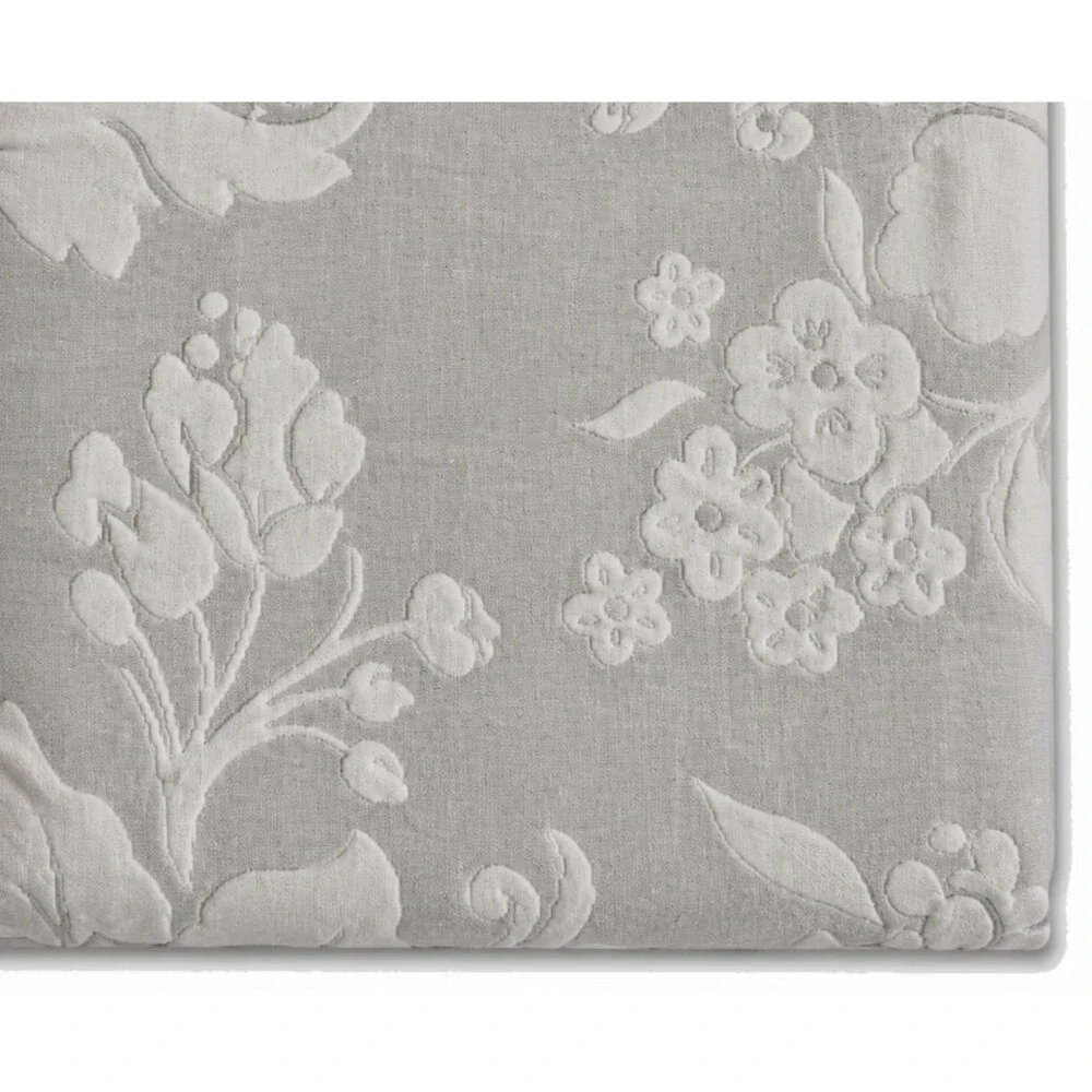 Waterford Luxury Textured Fabric Shower Curtain Gray White Machine Washable